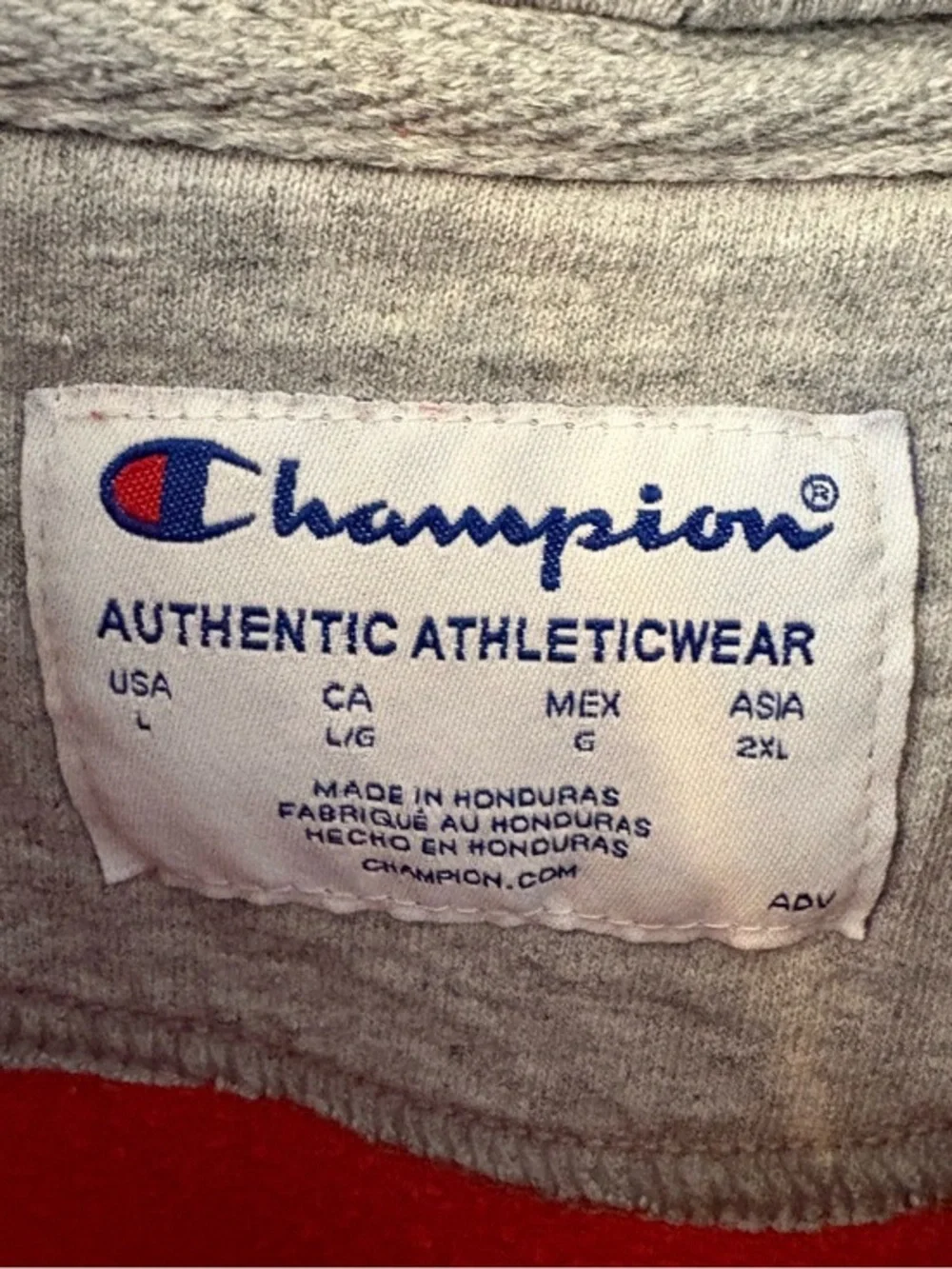 Champion Red Logo Hoodie Sweatshirt Size Large Cotton - Picture 6 of 13